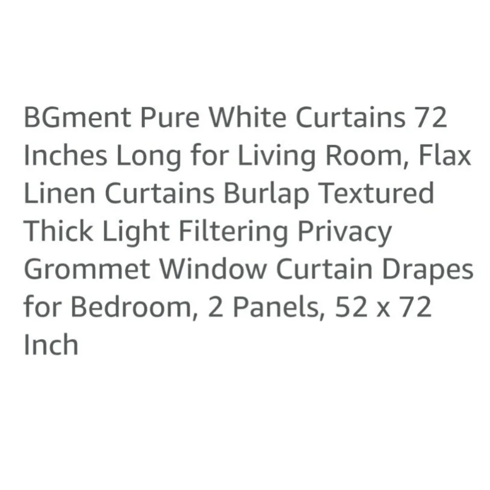 BGment‎ White Linen Curtains 52w x 120